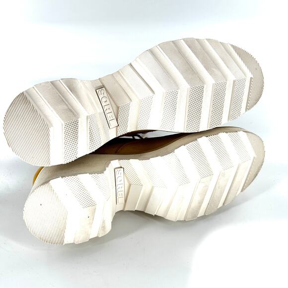 NWT Sorel Hi-Line Lace Up Chunky Heel Boots 7.5 Suede Tan Ankle Booties - Picture 9 of 9